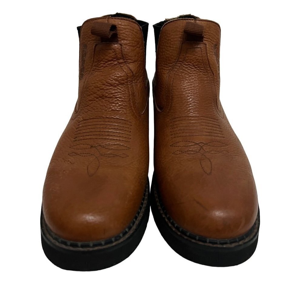 Roper Mens Brown Leather Lucas Ankle Boots US 10.5 Pull On Non Slip Comfort New - Picture 3 of 14